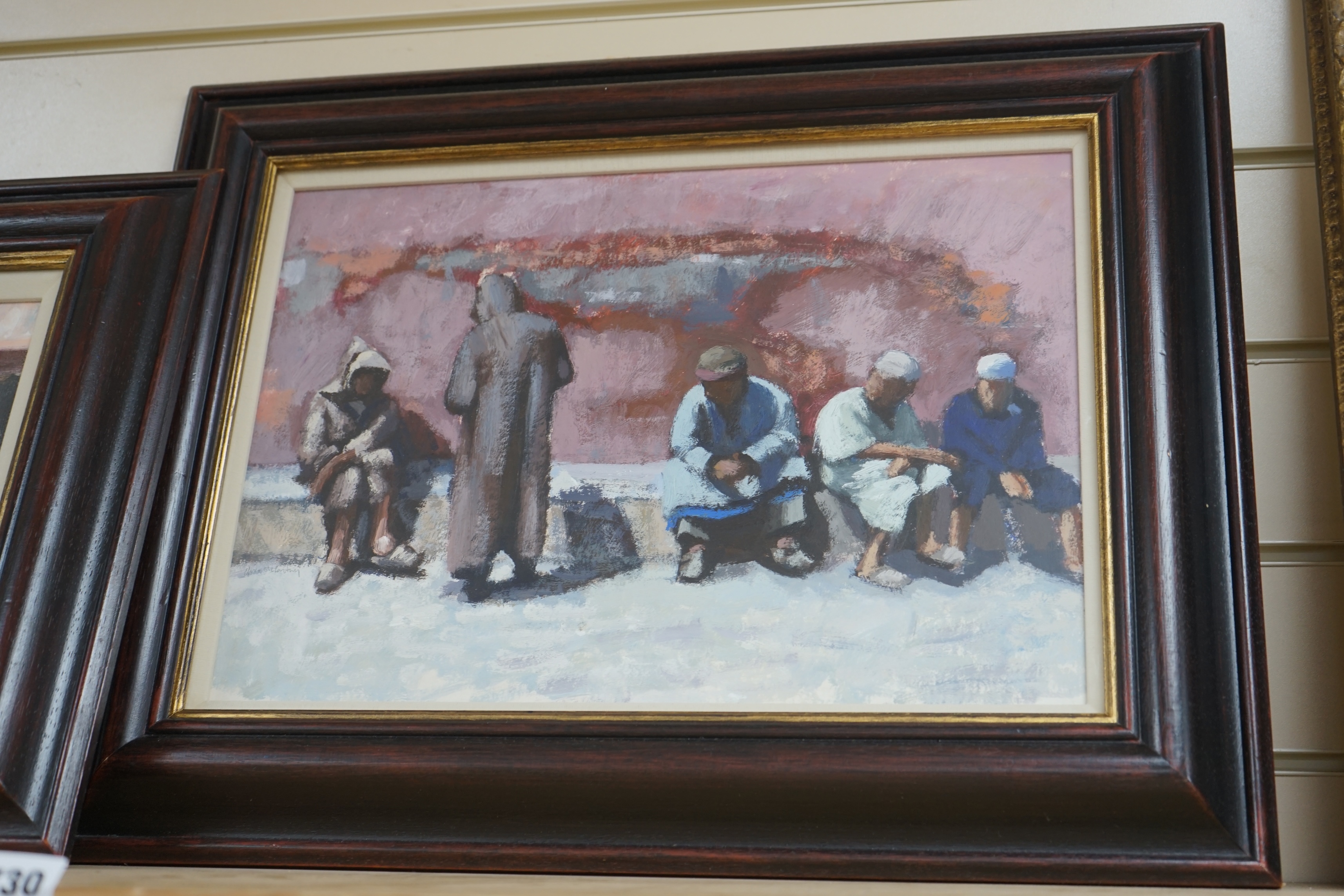 Clive McCartney (Scottish, b.1960), two oils on board, Seated figures and one other, each signed, largest 28 x 40cm. Condition - good